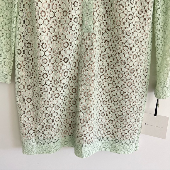 VICTORIA BECKHAM x Target Mint Green Lace Sheer Cotton Blend Dress Sz L NWT - Picture 6 of 16